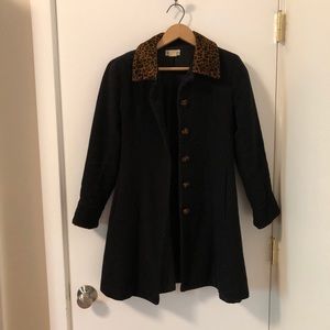Vintage pea coat with cheetah collar and buttons